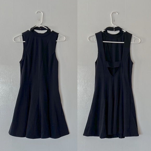 Free People Cha Cha Ponte Layla Skater Mini Dress in Black Sz Small - Picture 3 of 8